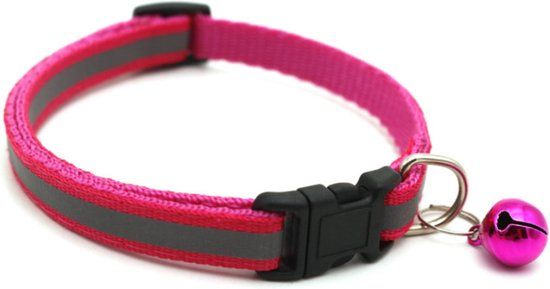 Roze Kattenhalsband met Belletje - Reflecterend & Verstelbaar (19-32cm)