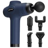 SPORTINATOR® Level Up Massagepistool, incl. verschillende opzetstukken en draagtas, elektrisch handmassageapparaat met USB-C-aansluiting en lcd-touchscreen (blauw)
