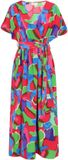 IZIA Jurk Lange V-hals Korte Mouw Polyester Paisley Roze Veelkleurig