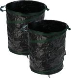 Pro Garden Tuinafvalzak - 2x - opvouwbaar - rond - antraciet - 85 liter