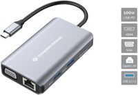 Conceptronic DONN21G - Dockingstation - 3x USB 3.2 (Gen1, 5Gb/s), 1x USB 3.2 (Gen1, 5Gb/s) type-C - 1x Ethernet 100Mbps - 1x VGA (D-Sub) - Grijs