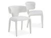 MENZZO Lot de 2 chaises design dossiers arrondis Cotony Tissu bouclette Blanc - Chaises Salle À Manger
