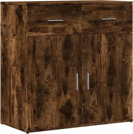 vidaXL Dressoir - 79x38x80 cm - Bewerkt Hout - Gerookt Eikenkleurig