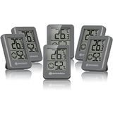 Bresser Set van 6 thermometers, hygrometer, digitale kamerthermometer, grijs