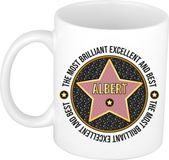 Bellatio Decorations Naam mok Albert - wit - Most Brilliant - keramiek - 300 ml - collega beker - cadeau