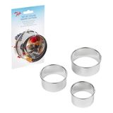 Tala Ronde Uitsteekvormpjes Set van 3, RVS Deegsnijders met Gladde Rand, Koekjesvormen voor Koekjesdeeg, Fondant, Marsepein, Taartdecoratie, Gebak en Bakken