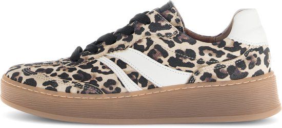 Gabor Dames Retro Sneakers - beige - Maat 37 - Suède - Panterprint - Herfst/Winter 2025