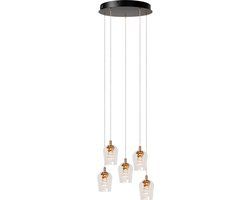 Lucide BERLIANE - Hanglamp - Ø 34 cm - LED Dimbaar - 5x4W 2700K - Transparant