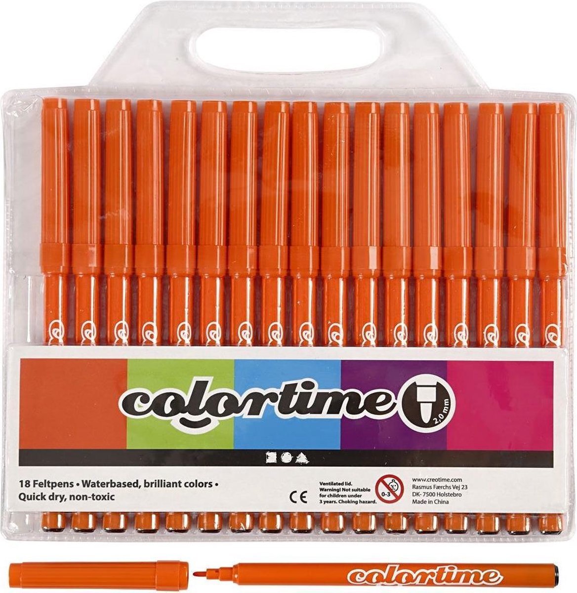 Colortime stift lijndikte: 2 mm oranje 18stuks