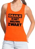 Bellatio Decorations Shoppartners Bv Oranje tekst tanktop / mouwloos shirt Oranje is het nieuwe zwart voor dames - Koningsdag kleding M