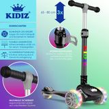 KIDIZ® X-Pro2 kinderstep, driewieler met PU-led-lichtgevende wielen, kinderstep, opvouwbaar, in hoogte verstelbaar, voor jongens en meisjes, 3-12 jaar, zwart