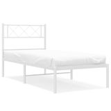 vidaXL Bedframe met hoofdbord metaal wit 107x203 cm