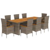 VidaXL 11-delige Tuinset met Kussens, Poly Rattan, Grijs