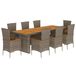 vidaXL 9-delige Tuinset met Kussens Poly Rattan Grijs