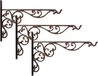 Esschert Design Murhaak/plantenhaak met sierkrullen - 3x stuks - bruin - pour pots de fleurs - fonte - 35 x 25 cm - hanging baskets