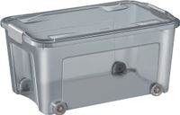 Cep Box 8035656 opbergbox met deksel, 43 liter, rookgrijs transparant, stapelbaar, met wielen