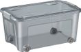 Cep Box 8035656 opbergbox met deksel, 43 liter, rookgrijs transparant, stapelbaar, met wielen