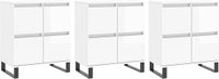 vidaXL Dressoirs - 3 stuks - Bewerkt hout - Hoogglans wit