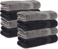 Komfortec handdoeken – Set van 8 - Badhanddoek 50x100 cm - 100% Katoen - Antracietgrijs & Zwart
