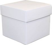 Merkloos Luxe cadeaudoosje met deksel - wit metallic - 10 x 10 x 10 cm - vierkant