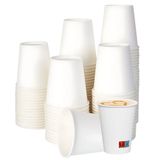 Witte papieren wegwerpbekers | robuust, geïsoleerd voor cappuccino, kruidenthee, thee, cocktails om mee te nemen | milieuvriendelijk, composteerbaar, recyclebaar voor bar, evenementen, kantoor