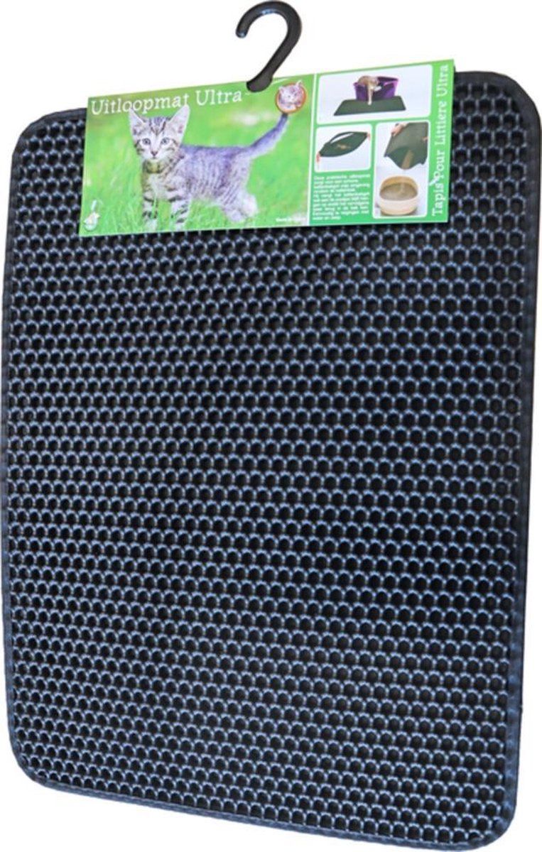 BOON Dubbellaagse Kattenbak Mat met Opvangzak voor Kattengrint - 50x40 cm - Zwart