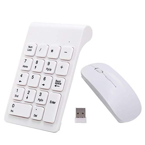 prasku Numerisch toetsenbord, 2,4 G, draadloos, met muis, voor laptop, desktop, wit