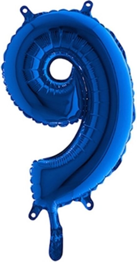 - Folieballon cijfer '9' blauw (35cm)