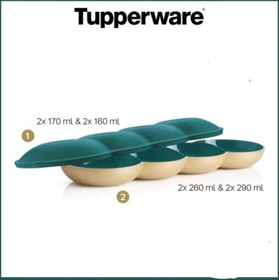 Tupperware Allegra Tapasschaal Set - Groen-goud - 25x75 cm - 2 stuks