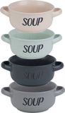 Cosy & Trendy Soepbekers/soepkommen - set 4x stuks - 13 x 6.5 cm - 470 ml - keramiek - mix kleuren