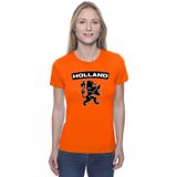 Bellatio Decorations Shoppartners Bv Oranje Holland supporter shirt met zwarte leeuw dames - Oranje fan/ supporter kleding XXL