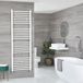 Hudson Reed Sèche-serviettes Dual Fuel / Hybride Blanc Plat - 180cm x 50cm - Incl. 1000W Verwarmingselement, T-Stuk en Radiatorkranen