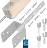 KOTARBAU® 4 st Paalhouder Beton, Verzinkt Staal, 61 mm, Zilver