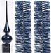 Bellatio Decorations Kaemingk B.V. Kerstboomversiering set donkerblauwe piek en 2x folieslingers set