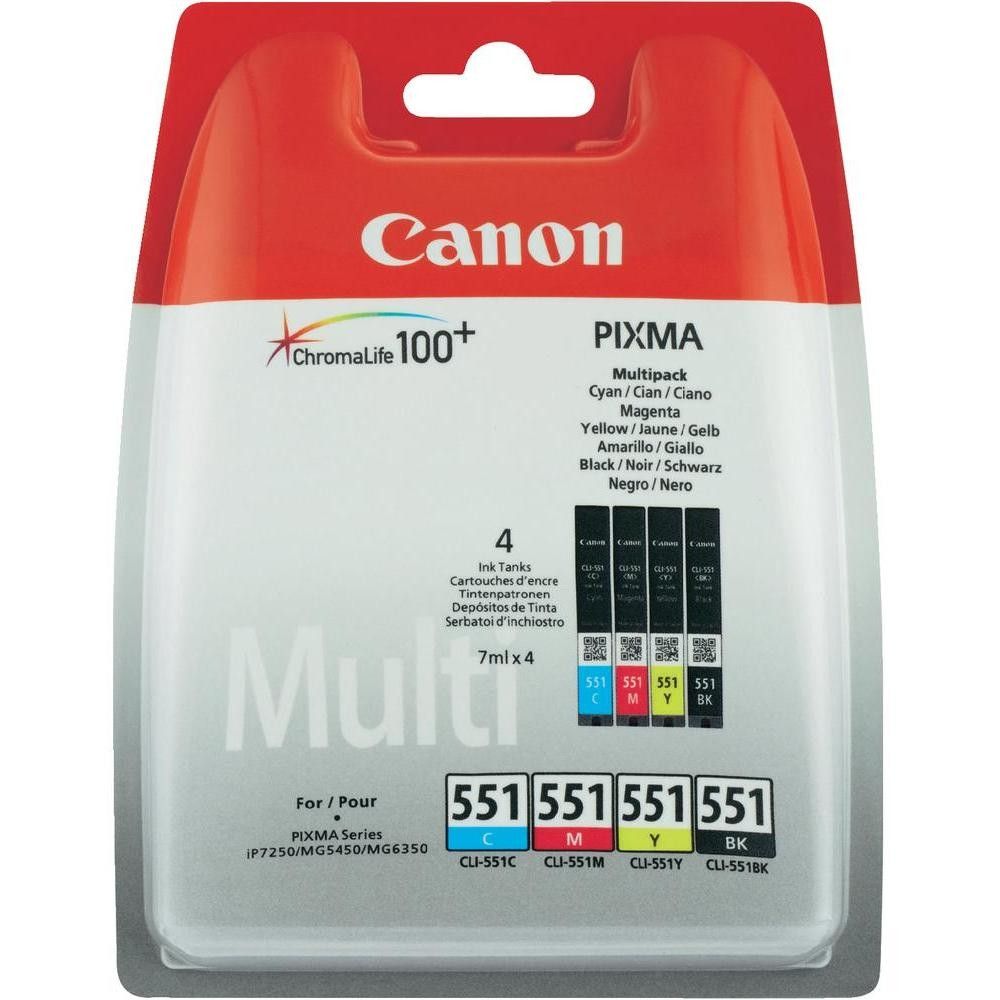 Canon CLI-551 Ink Cartridge 4-Pack - Black, Cyan, Magenta, Yellow - Original