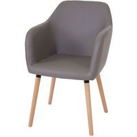 Générique Eetkamerstoel Malmö T381, stoel keuken, retro jaren 50 design ~ kunstleer, taupe-grijs, lichte poten