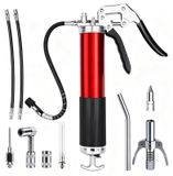 StarTech Vetpers - Handmatige vetpomp - 8000 PSI - Hoge druk - Flexibele slangen - Spuitmonden - Robuuste constructie - Rood