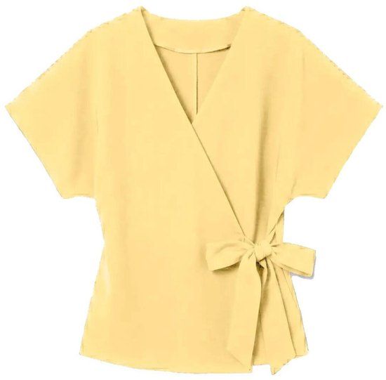 Vero Moda Vmsonja Ss V-neck Bow Tie Top Wvn E 10360921 Pale Banana Dames Maat - L
