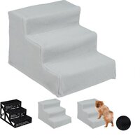 Hondentrap 3 treden - grijs - 30x35x45 cm - voor kleine honden
