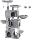 FEANDREA Kraboom, grand modèle, avec 3 cachettes pour chat, 164 cm de haut, gris clair