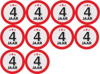 Bellatio Decorations 4 jaar leeftijd verjaardag sticker - 20x - rond - Dia 9 cm - 4 jaar jubileum - versiering