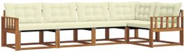 vidaXL - Hoek loungeset - 5 zitplaatsen - Natuurlijk en crème - Acacia hout