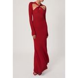 Reiss Robe mi-longue en maille découpée Rouge