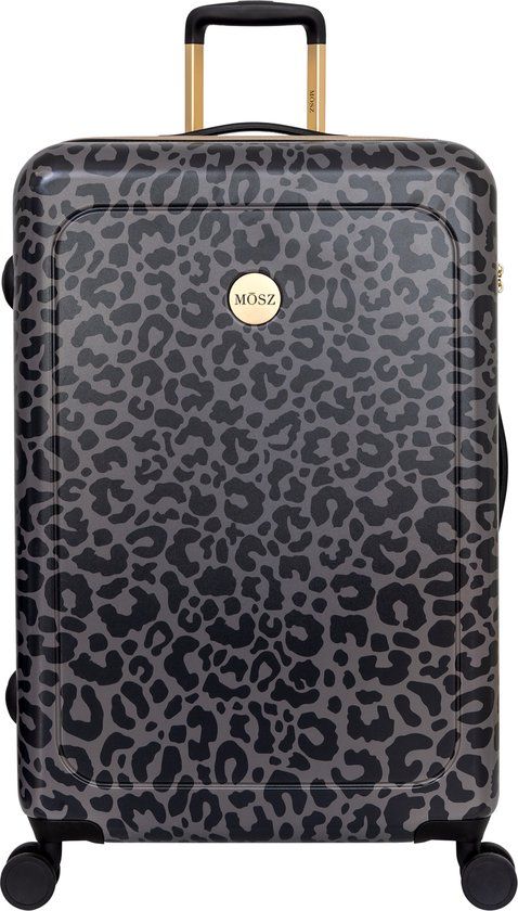 MŌSZ Grote panterprint koffer zwart – 76 cm - 95 liter : Lauren ruimbagage koffer