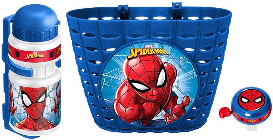 Stamp Stamp fietsaccessoireset Marvel Spider Man junior blauw 3 delig