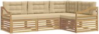 vidaXL - Buiten - bank - set - 4 - st - Wit - en - Beige - Polyester