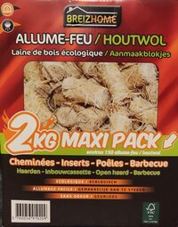 Breizhome Houtwol Aanmaakblokjes - Maxipack 2kg - BBQ & Haard