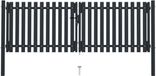 vidaXL Dubbele poort met deur staal antraciet 306x125 cm