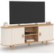 Idmarket - Meuble TV 140 cm Kanel 2 Portes Cannelé Beige et Bois
