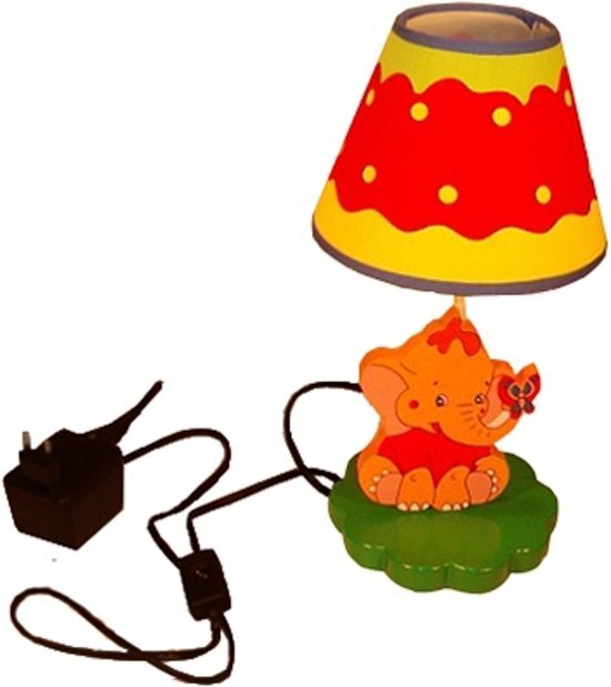 Playwood - Houten Kinderlamp Olifant; inclusief 1 lamp Inclusief adapter / omvormer van 230 volt naar 12 volt